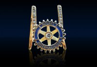Rotary Bow Tie Pin with Center Diamond
